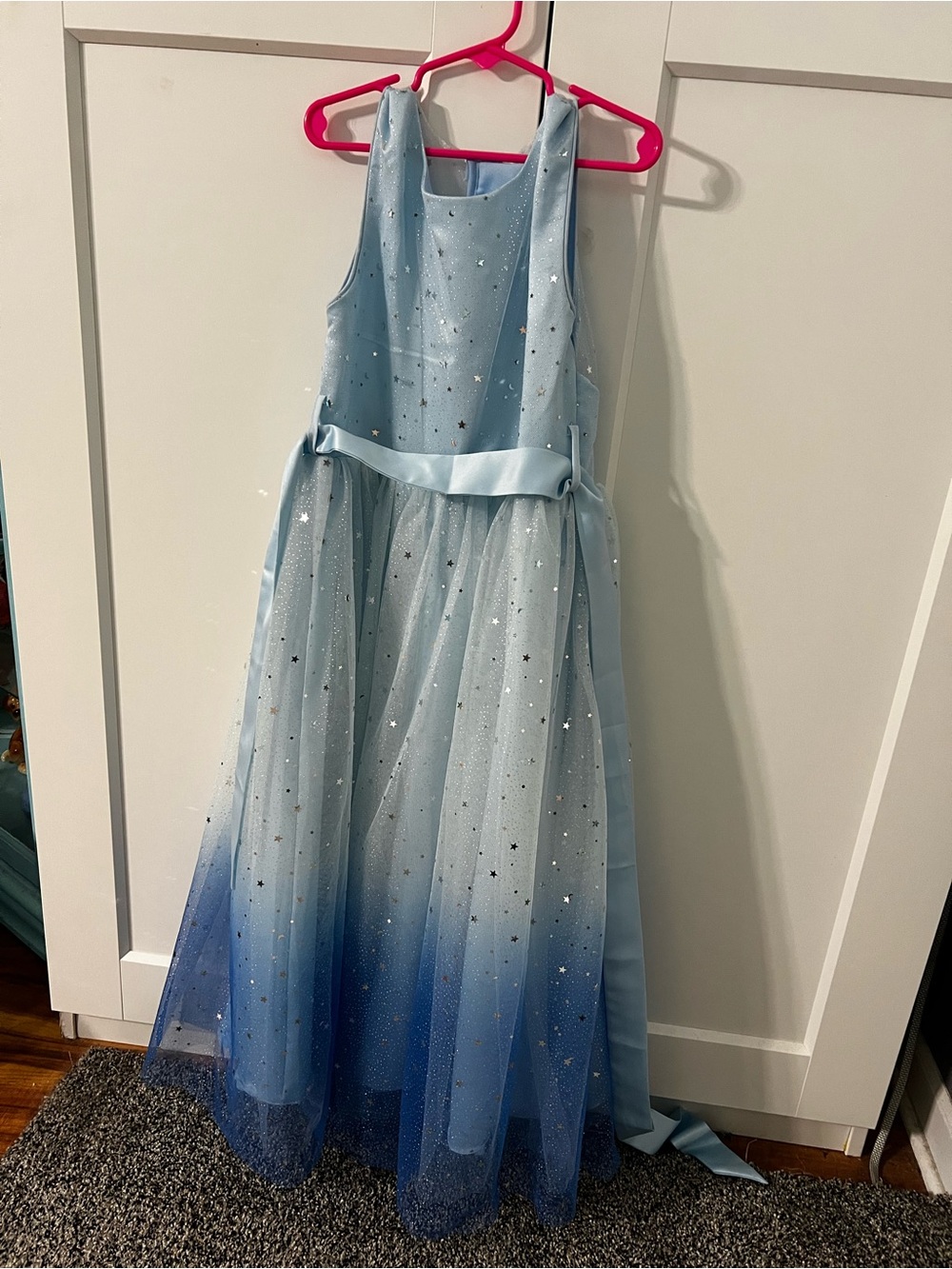 Girls Light Blue Ombre Star Tulle Dress